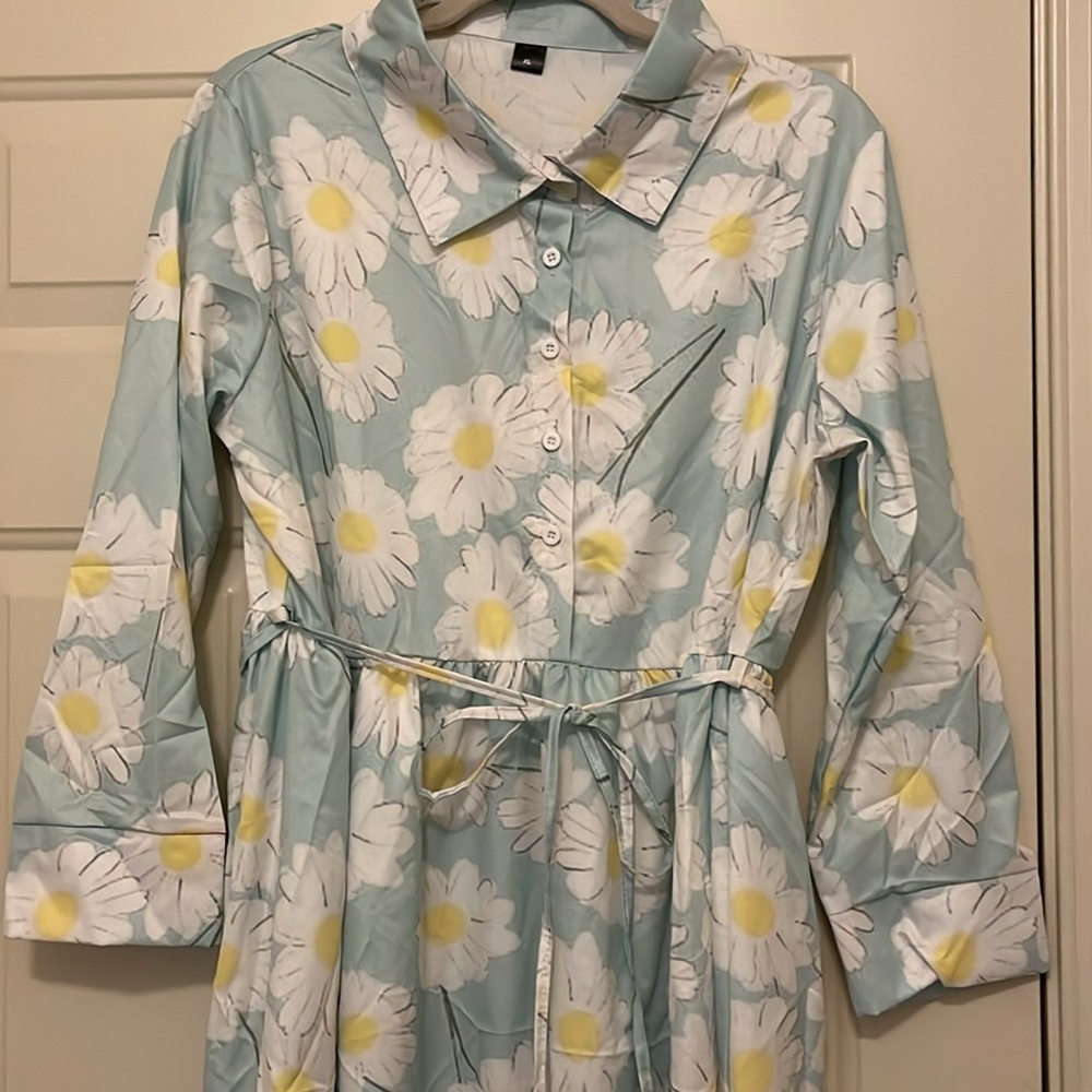 Floral Midi Waist-defined Shirt Dress/NWOT/XL - Picture 6 of 16
